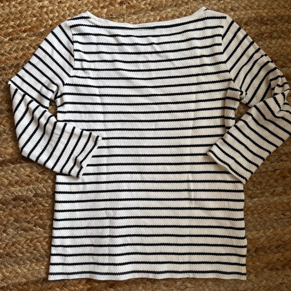 Talbots XS White and Navy Blue Striped Cotton Blouse - Picture 5 of 5